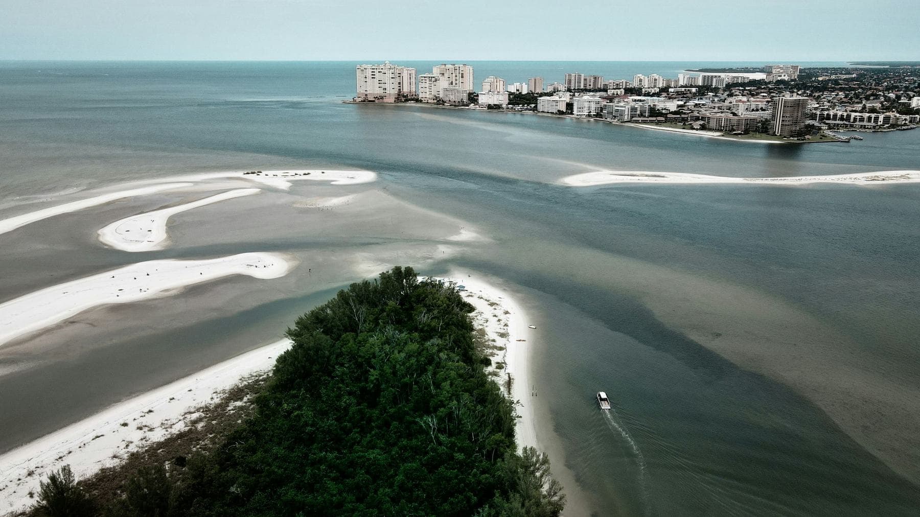 Aerial view of the sandbars and mangroves off Marco Island